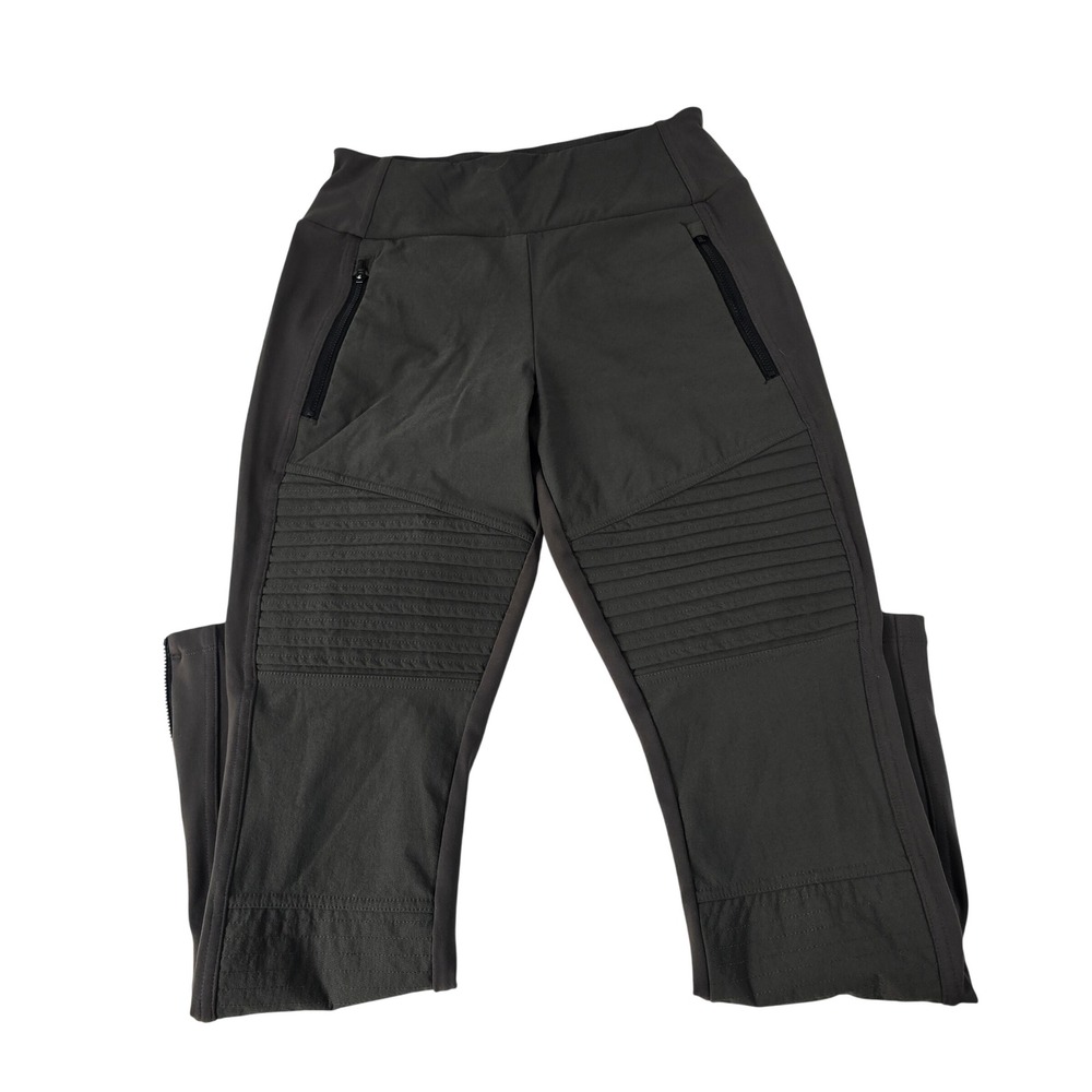 Athleta Headlands Hybrid Moto Tight Gray Hiking Pants Zipper Pockets Size 8